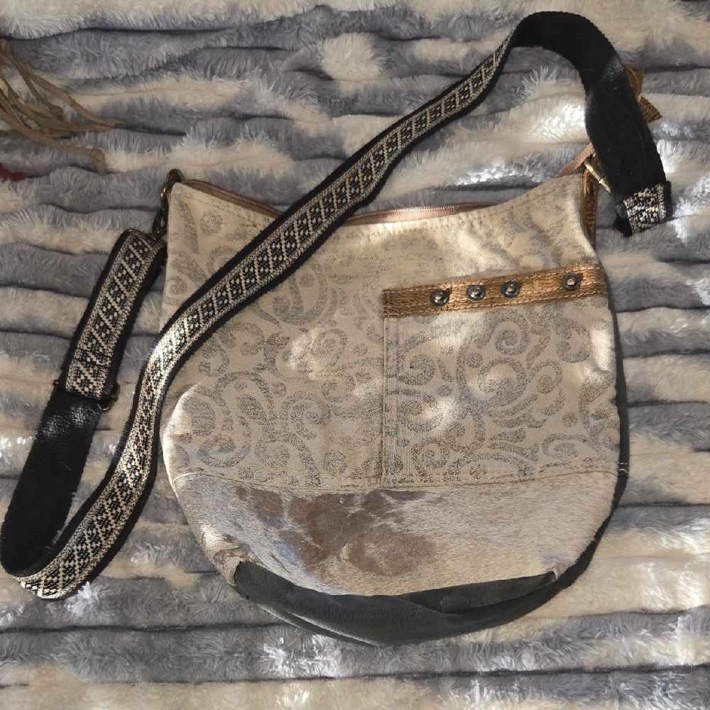 Myra Bag Beige and Black Crossbody